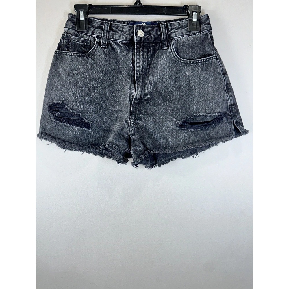 Hollister Shorts Womens 3 Black Denim Ultra High Rise Relaxed Vintage 26W